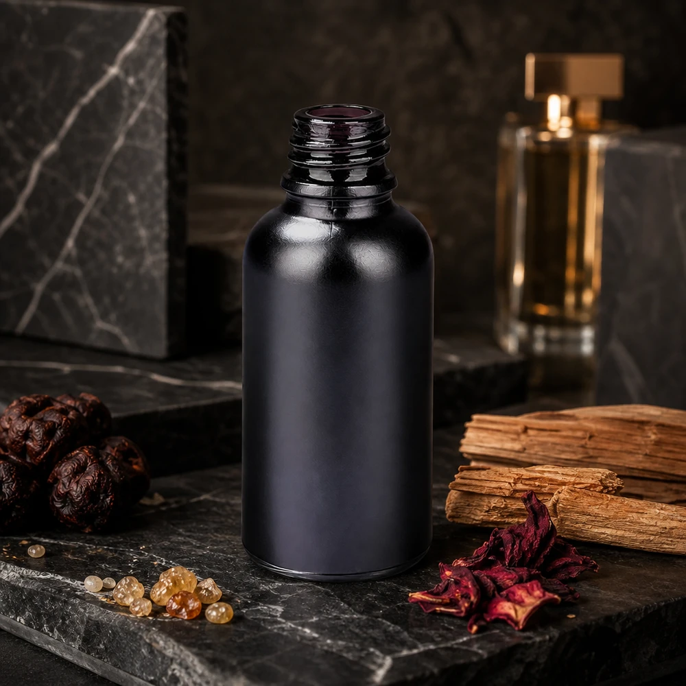 30 ml apoteksflaske BlackLine UT18/30 UNiTWIST Elegant 30 ml apoteksflaske i mat sort med praktisk UNiTWIST UT18/30-lukkesystem