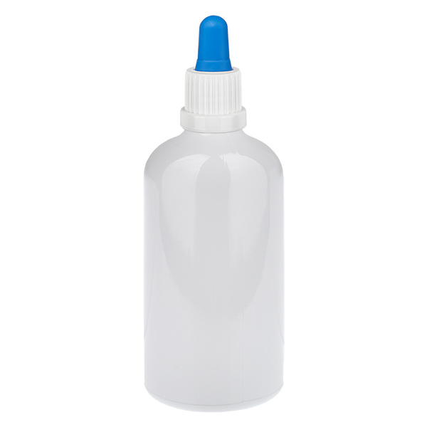 100 ml pipetteflaske hvid/blå originalitetslukning WhiteLine UT18/100 100 ml pipetteflaske hvid/blå originalitetslukning WhiteLine UT18/100