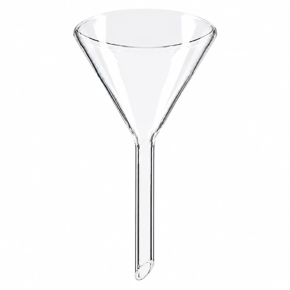 Tragt Ø 60mm sodakalk, vinkel 60°, kort model Glastragt 60 mm i diameter lavet af sodakalkglas med kort håndtag til laboratoriebrug