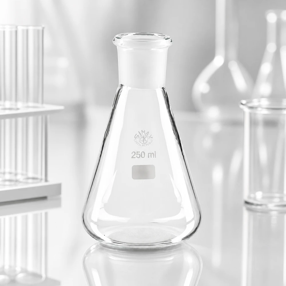 Erlenmeyer-kolbe 250 ml med standard slebet led (29/32) Erlenmeyer-kolbe 250 ml med standard slebet led (29/32)