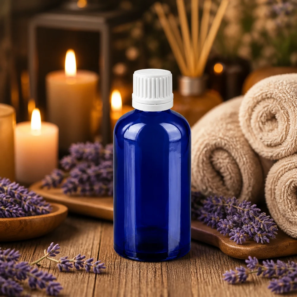 100 ml dråbeflaske med 0,7 mm doseringsåbning - perfekt til æteriske olier og aromaterapi