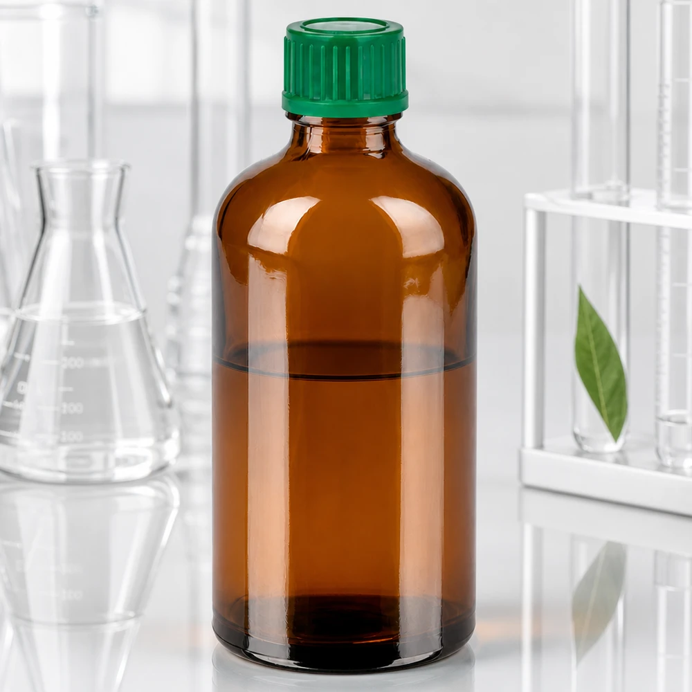 100 ml flaske 11 mm SV grøn STD BrownLine UT18/100 Kompakt 100 ml glasflaske i brun med grønt låg til præcis dosering og portionering