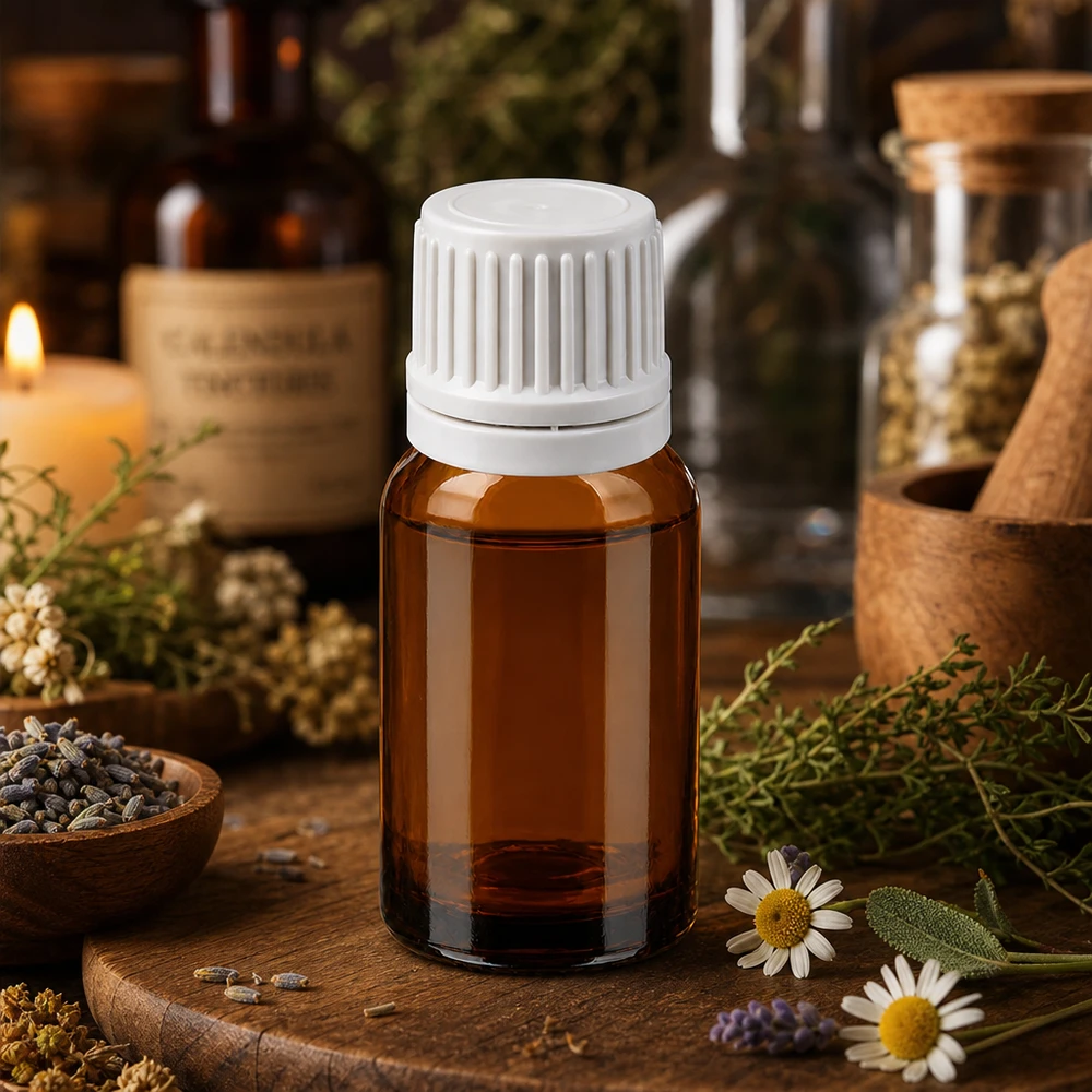 10 ml Dropperflaske 0,7 mm hvid OV BrownLine UT18/10 10 ml glasflaske af høj kvalitet med hvid dråbehætte til naturmedicin og essenser