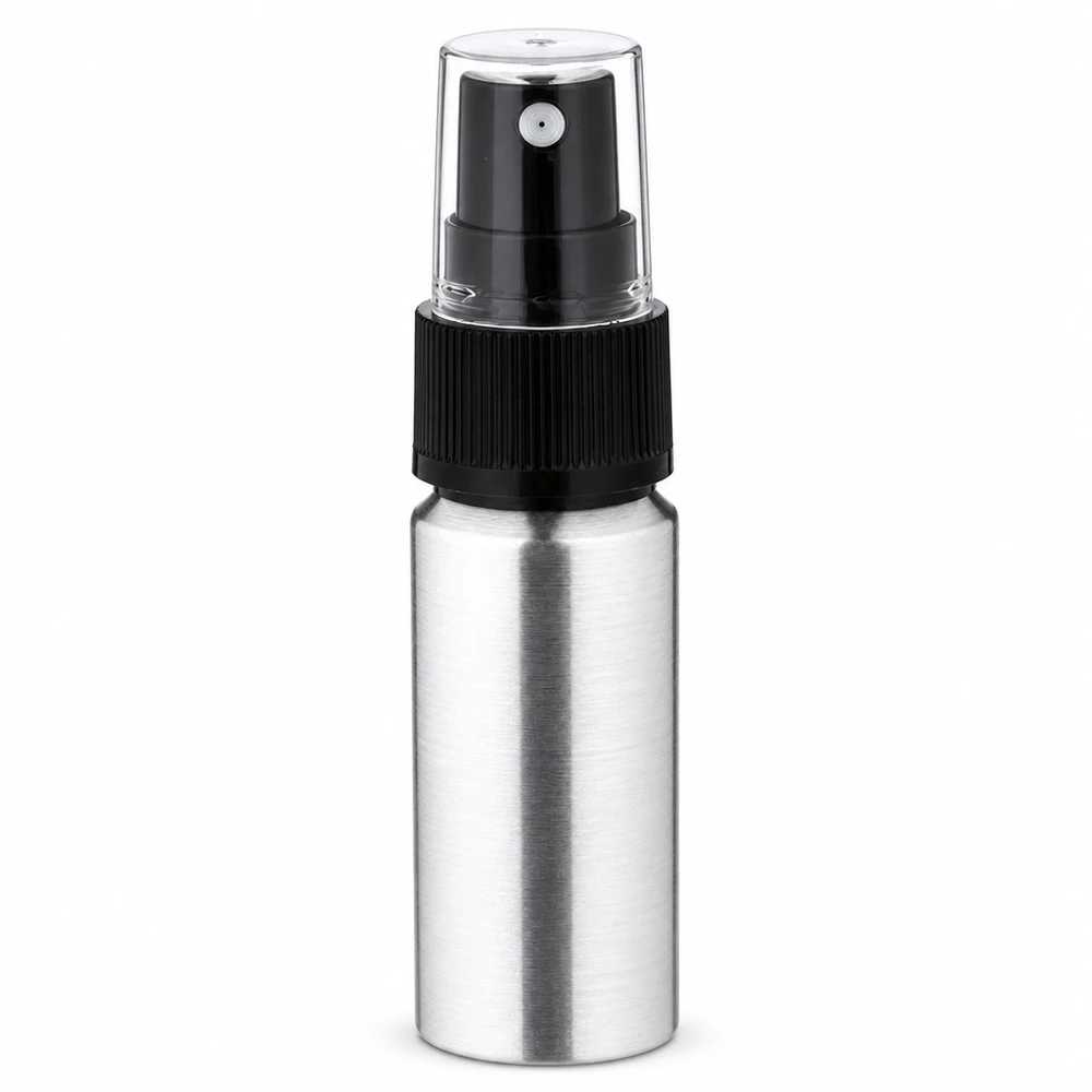 20 ml flaske i poleret aluminium med forstøver 20 ml aluminiumsflaske med forstøver - kompakt sprayflaske fremstillet af poleret aluminium