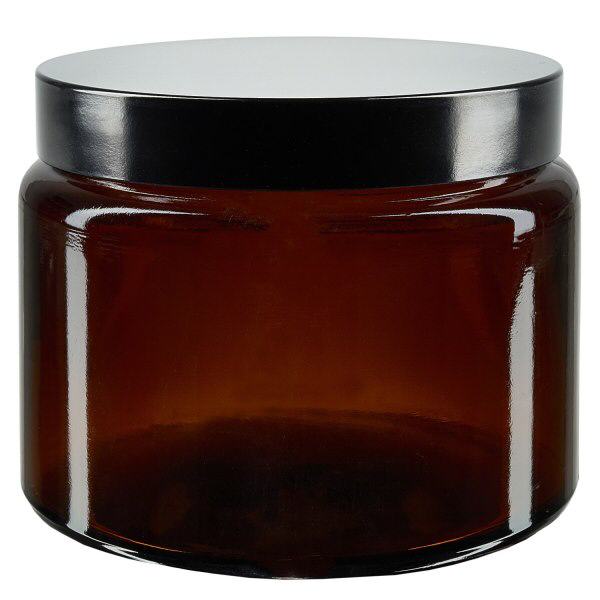 500 ml glaskrukke brun, med sort bakelitlåg ApoGlas. Farmaceutisk kvalitet fra EU-produktion. Fødevaresikker. Med UV-beskyttelse.