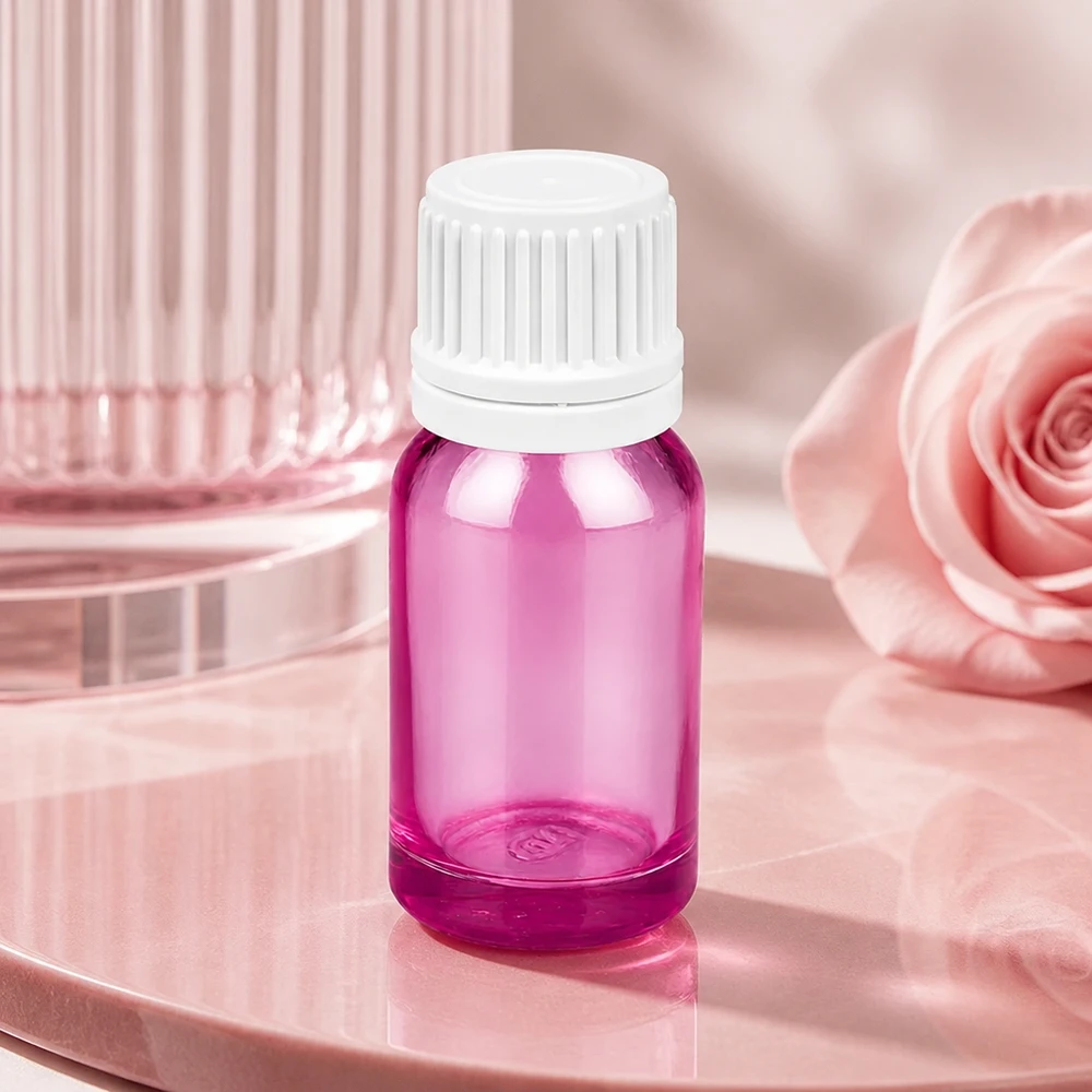 10 ml dråbeflaske 0,7 mm hvid Originality skruelåg PurpleLine UT18/10 Lilla 10 ml dråbeflaske af højkvalitetsmateriale med hvid hætte til kosmetik