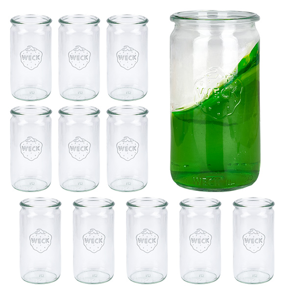 Sæt med 12 Weck-glas 340 ml cylinderglas Sæt med 12 Weck-glas 340 ml cylinderglas