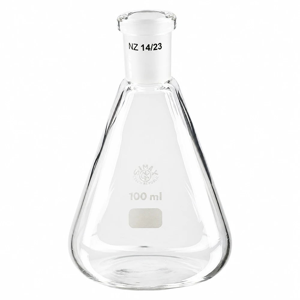 Erlenmeyer-kolbe 100 ml med standard slebet led (14/23) Erlenmeyer-kolbe 100 ml med standard slebet led (14/23)