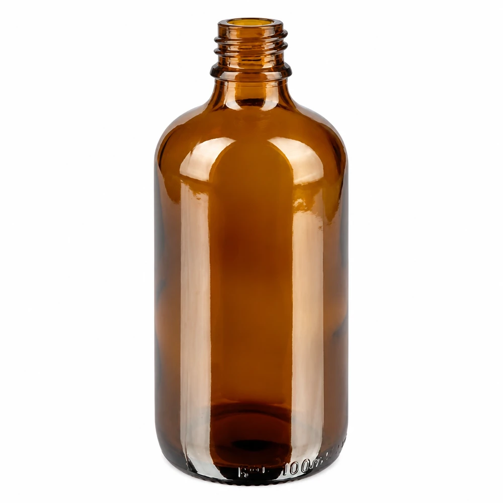 100 ml sprayflaske hvid/tr. STD BrownLine UT18/100 100 ml ravfarvet glasflaske med skruegevind til alsidige anvendelser inden for kosmetik og farmaci