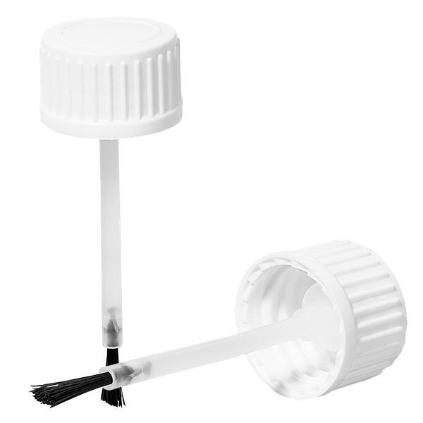 Børstehætte hvid (DIN18, UT18) 70 mm børstelængde som standard. Til ApoGlas®, UNiTWIST® & Miron® Apoteksflasker 20ml med 18mm gevind.