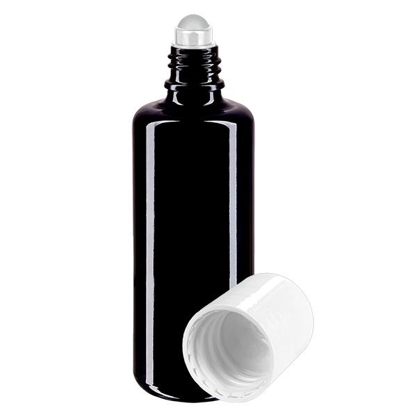 Apoteksflaske viol. 50ml roll-on hætte hvid