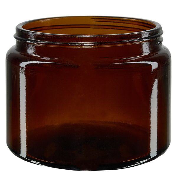 500 ml glaskrukke brun uden låg, gevind 100 mm/R3 ApoGlas. Farmaceutisk kvalitet fra EU-produktion. Fødevaresikker. Med UV-beskyttelse.