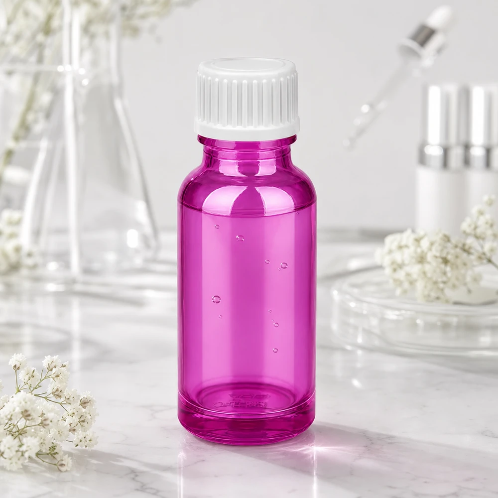 20 ml dråbeflaske 0,9 mm hvid standard PurpleLine. UT18/20 20 ml dråbeflaske Purple med 0,9 mm præcisionsdråbe til nøjagtig dosering af væsker
