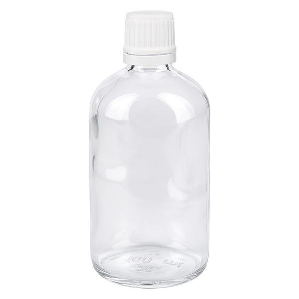 Apoteksflaske klar 100 ml drypflaske 1,2 mm hvid OV Apoteksflaske klar 100 ml drypflaske 1,2 mm hvid OV