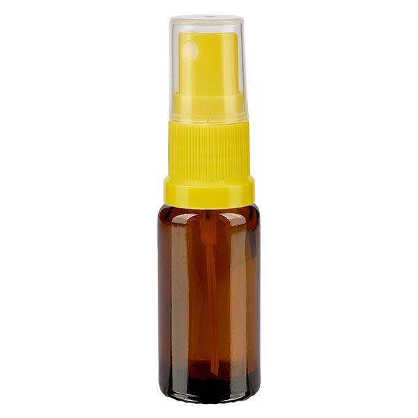 Apotekerflaske brun 10ml spraytop gul Apotekerflaske brun 10ml spraytop gul