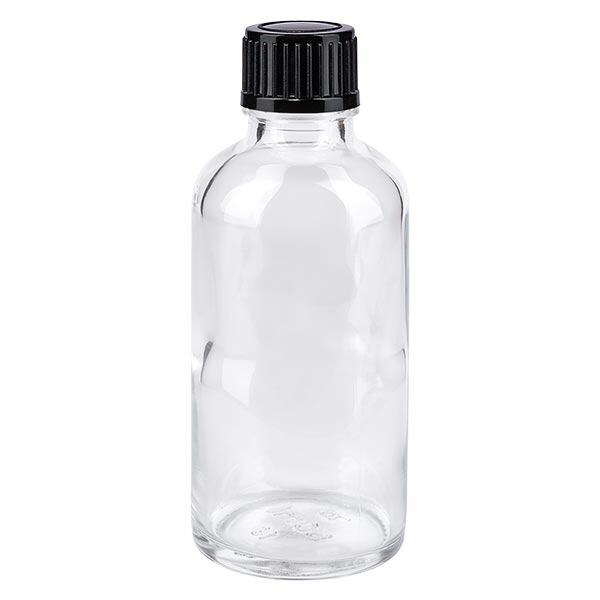 Apoteksflaske klar 50ml dryp v. 1mm sort pc Apoteksflaske klar 50ml dryp v. 1mm sort pc
