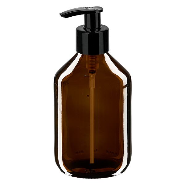 300 ml medicinflaske brun, med dispenserpumpe sort ApoGlas. Farmaceutisk kvalitet fra EU-produktion. 28 mm (PP28) gevind. (sirup, let glasflaske) 300 ml medicinflaske brun, med dispenserpumpe sort ApoGlas. Farmaceutisk kvalitet fra EU-produktion. 28 mm (PP28) gevind. (sirup, let glasflaske)