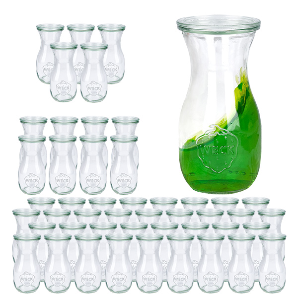 Sæt med 48 Weck-krukker 290 ml juiceflaske med 48 glaslåg