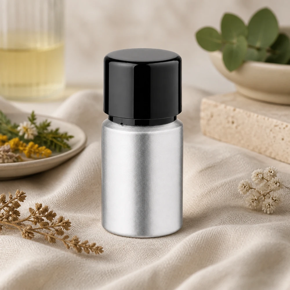 10 ml farvet aluminiumsflaske med skruelåg Farvet 10 ml aluminiumsflaske - perfekt til parfumeprøver og duftolier med en sikker hætte