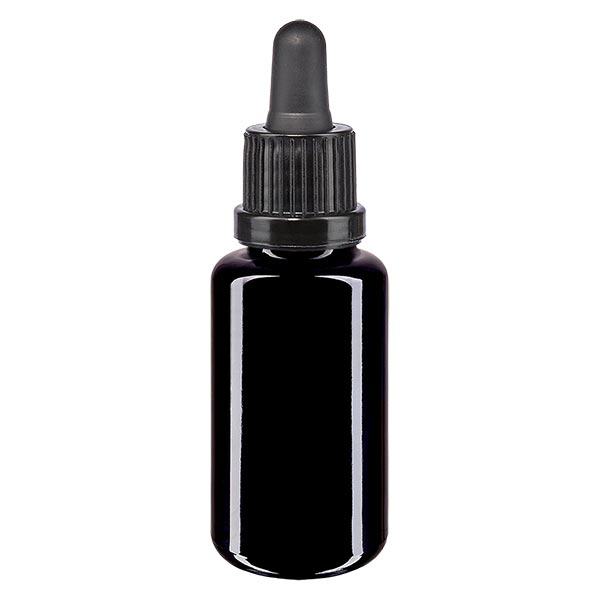 Apoteksflaske viol. 20ml pipette sort OV Apoteksflaske viol. 20ml pipette sort OV