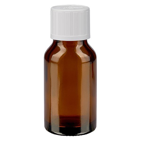 Apoteksflaske brun 15ml dråbetæller hvid KiSi St Apoteksflaske brun 15ml dråbetæller hvid KiSi St