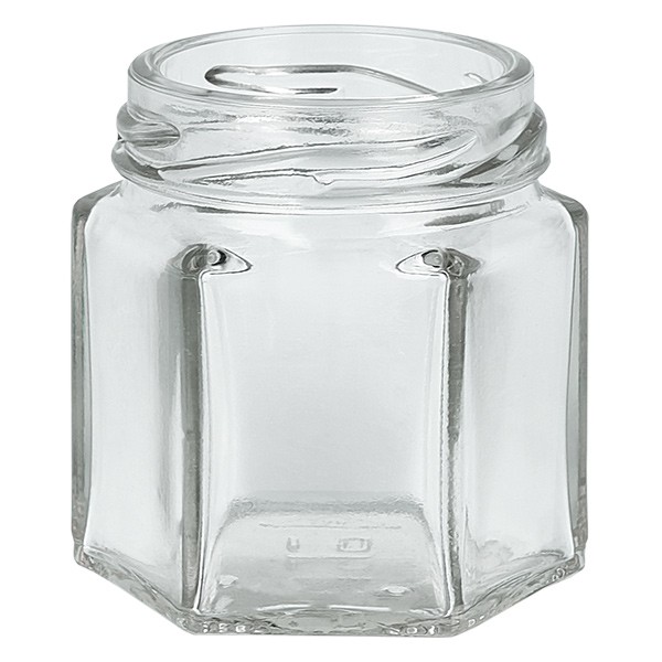 Glaskrukke 47 ml klar, uden låg, gevind TO43 Glaskrukke 47 ml klar, uden låg, gevind TO43