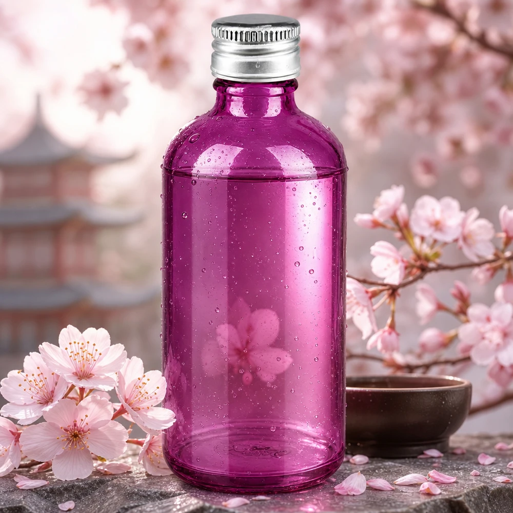100 ml flaske. 11 mm skruelåg aluminium-sølv standard PurpleLine. UT18/100 Elegant 100 ml violet glasflaske med 11 mm gevind, perfekt til premium kosmetikemballage