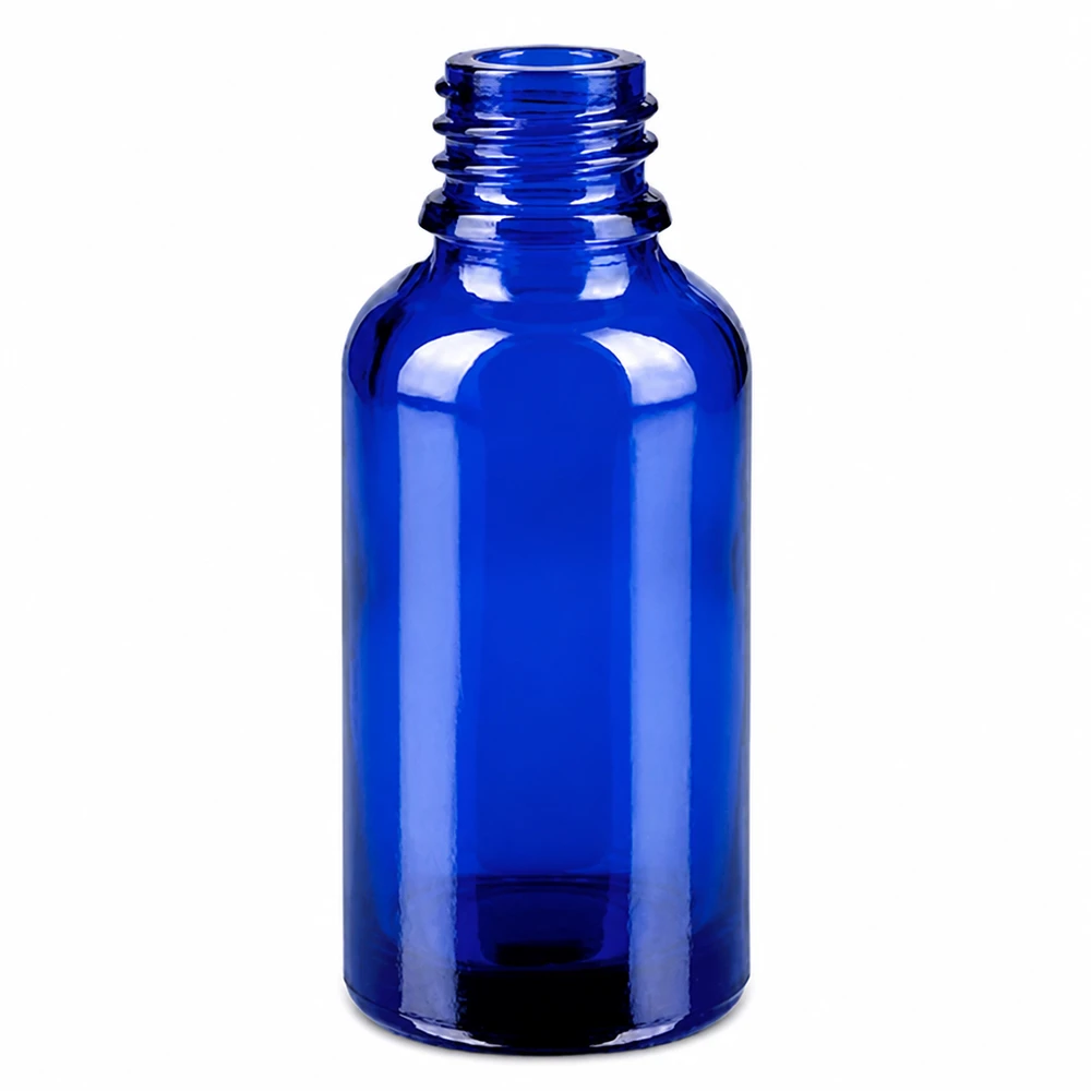 Blå 30 ml glasflaske med skruegevind STD BlueLine til roll-on-applikationer