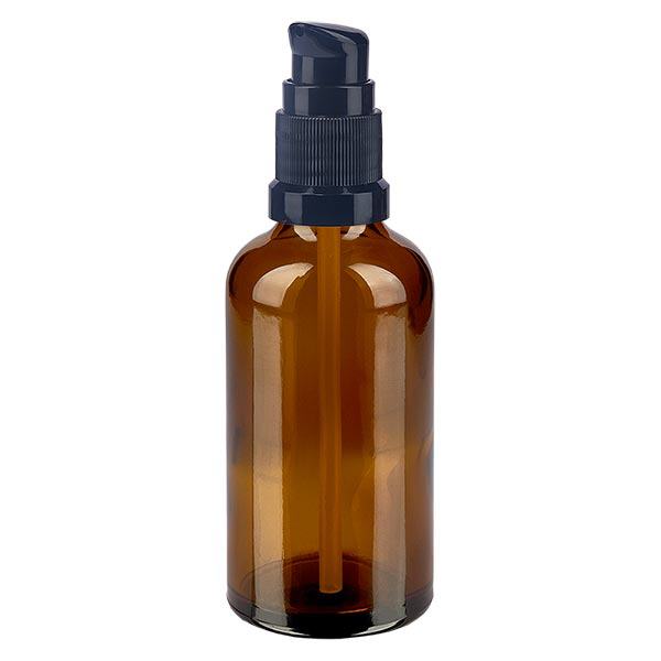 Apoteksflaske brun 50ml pumpehætte sort St Apoteksflaske brun 50ml pumpehætte sort St