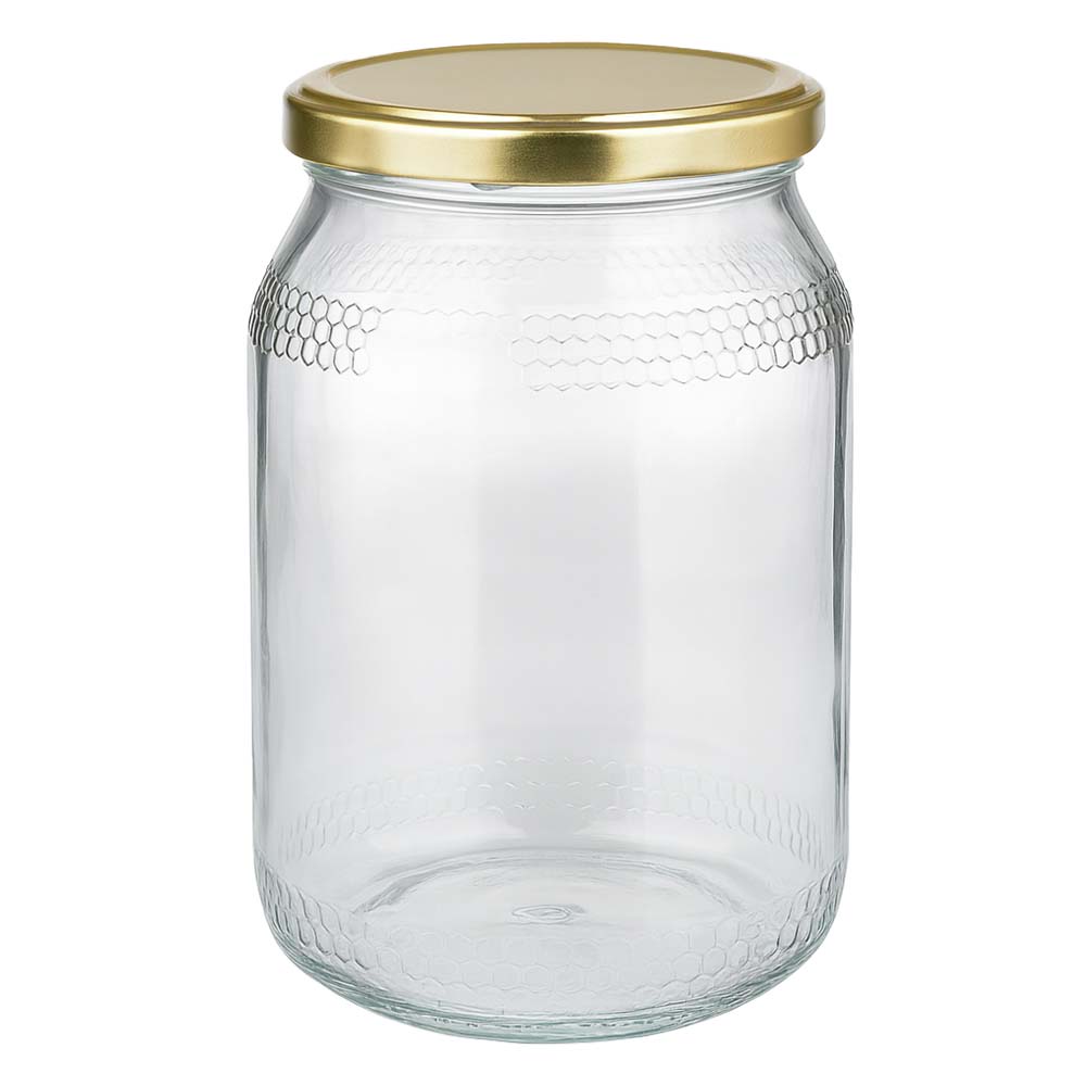 1260 g honningglas med gyldent BasicSeal UNiTWIST-låg