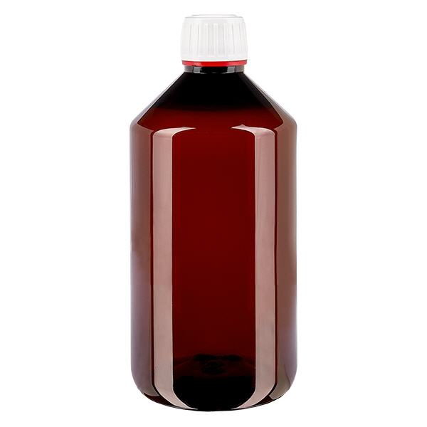 PET-flaske 750 ml med hvid flip-top-kapsel. PET-flaske 750 ml med hvid flip-top-kapsel.