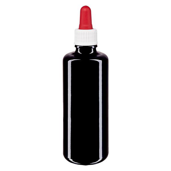 Apoteksflaske viol. 50ml pipette hvid/rød stk. Apoteksflaske viol. 50ml pipette hvid/rød stk.
