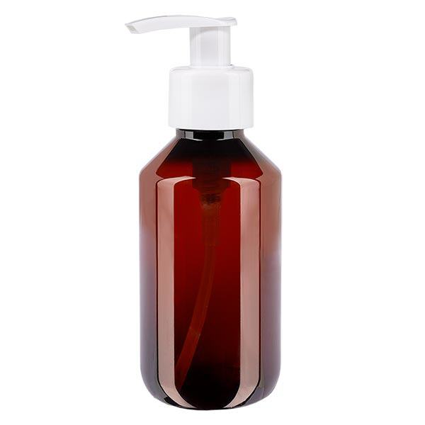 PET-flaske 200 ml med dispenserpumpe hvid PET-flaske 200 ml med dispenserpumpe hvid