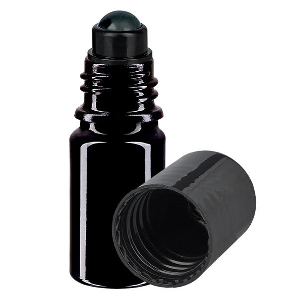 Apoteksflaske viol. 5ml roll-on hætte sort Apoteksflaske viol. 5ml roll-on hætte sort