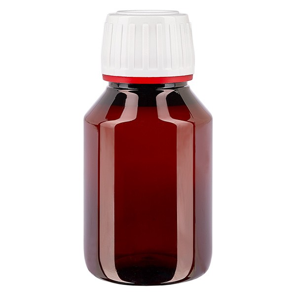 PET-flaske 50 ml med hvid/rød hætte OV PET-flaske 50 ml med hvid/rød hætte OV