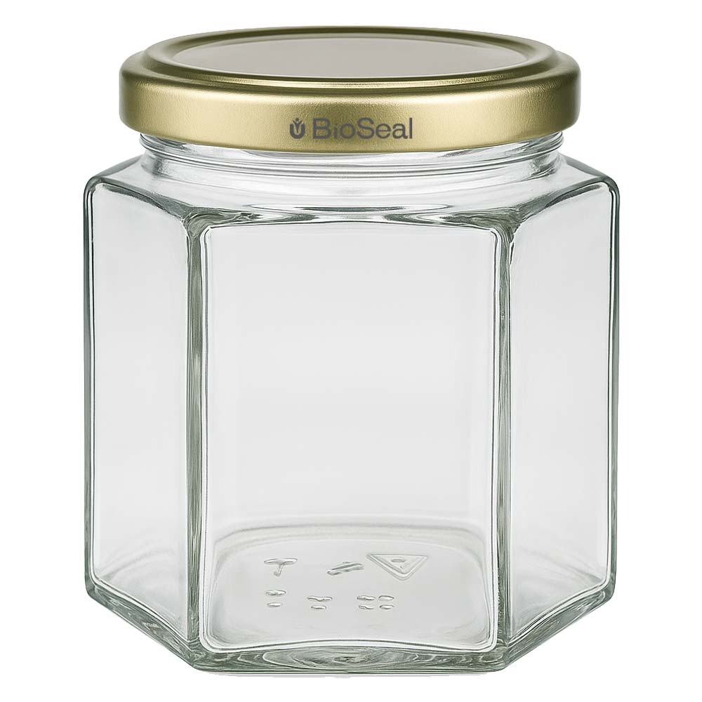 520 g honningglas med gyldent BioSeal UNiTWIST-låg