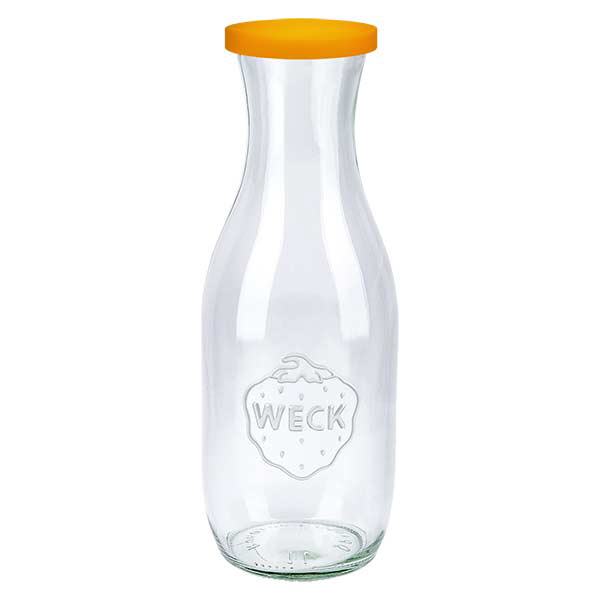 1062 ml juiceflaske WECK RR60 med silikonekegle orange