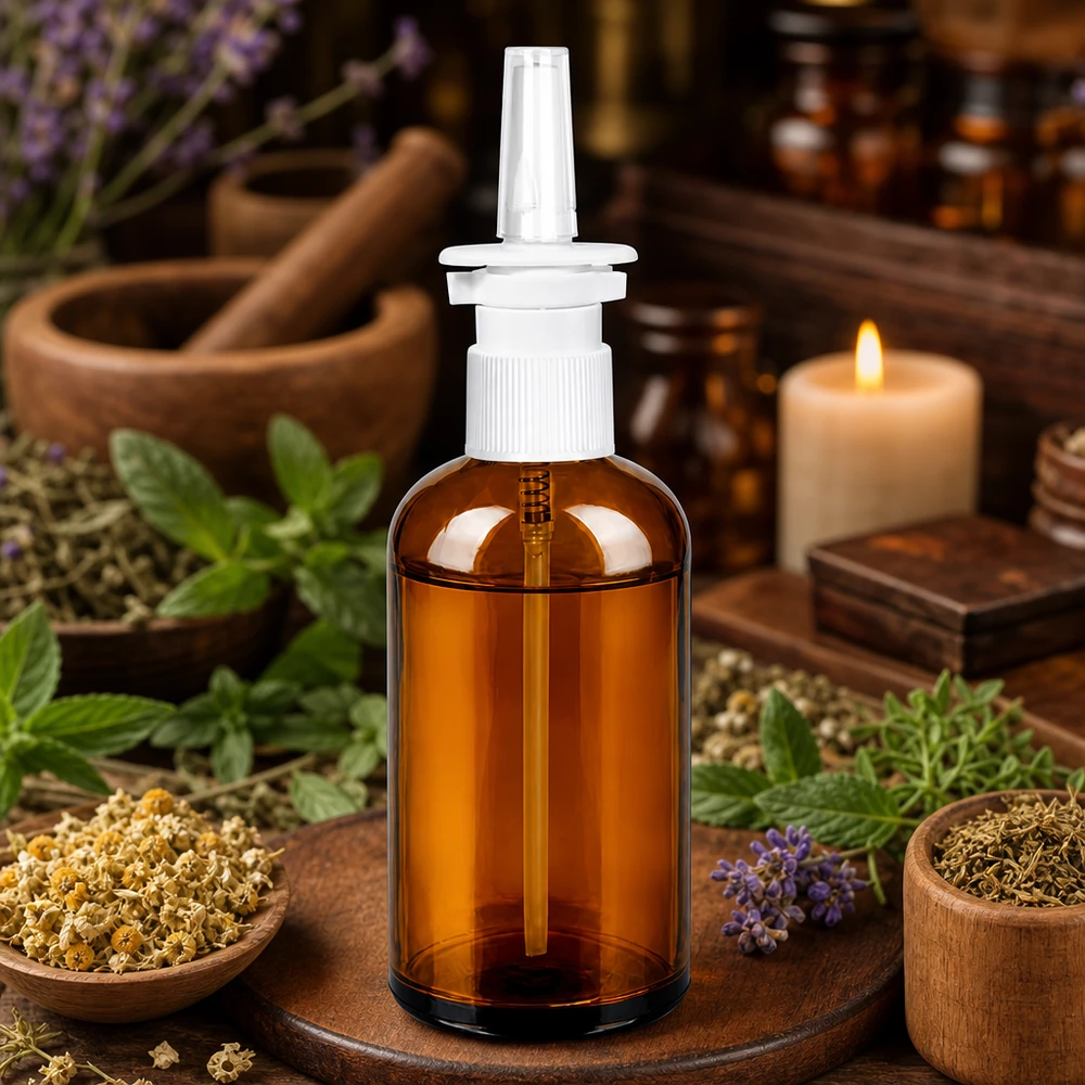 100 ml næsesprayflaske m./tr. STD BrownLine UT18/100 Tom glasflaske 100 ml brun til DIY-næsespray og naturmedicin til selvpåfyldning