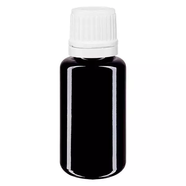 Apoteksflaske viol. 20ml skruelåg hvid OV Apoteksflaske viol. 20ml skruelåg hvid OV