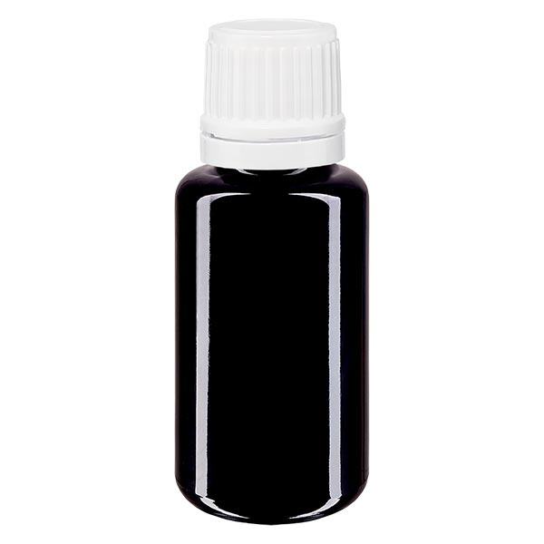 Apoteksflaske viol. 20ml skruelåg hvid OV Apoteksflaske viol. 20ml skruelåg hvid OV