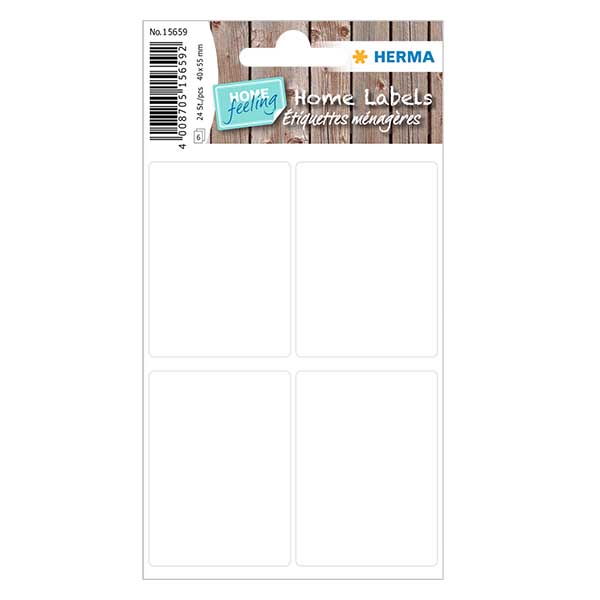 Universal labels hvid (24 klistermærker) 40x55mm | 6 ark = 24 papirklistermærker Universal labels hvid (24 klistermærker) 40x55mm | 6 ark = 24 papirklistermærker