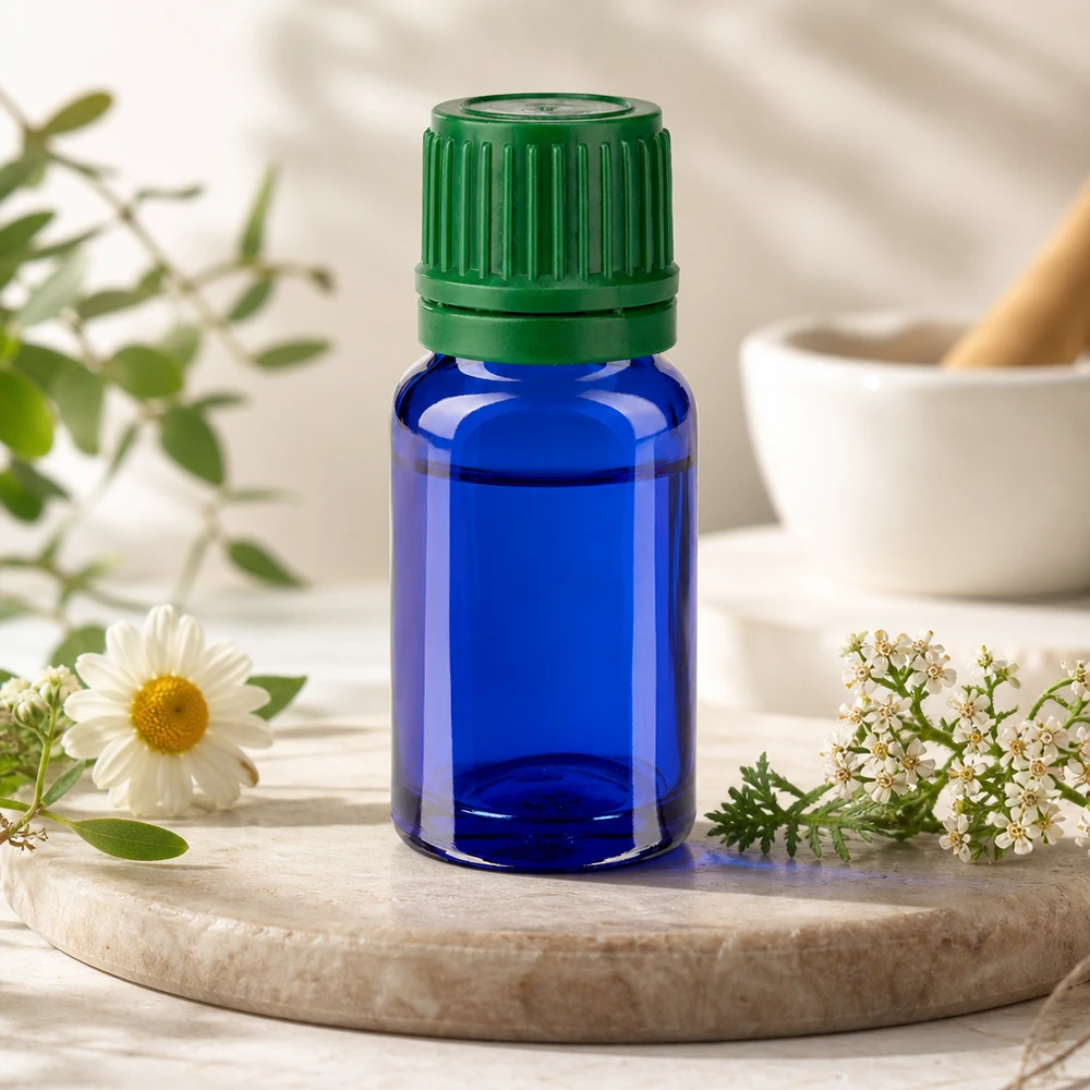 10 ml flaske 11 mm SV grøn OV BlueLine UT18/10 10 ml glasflaske med UV-beskyttelse takket være blåt glas, ideel til lysfølsomme stoffer