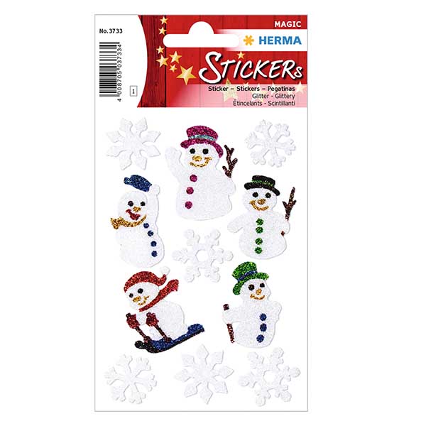 Klistermærker "Snemænd" (11 klistermærker med glitter) | 1 ark = 11 klistermærker. Klistermærker "Snemænd" (11 klistermærker med glitter) | 1 ark = 11 klistermærker.