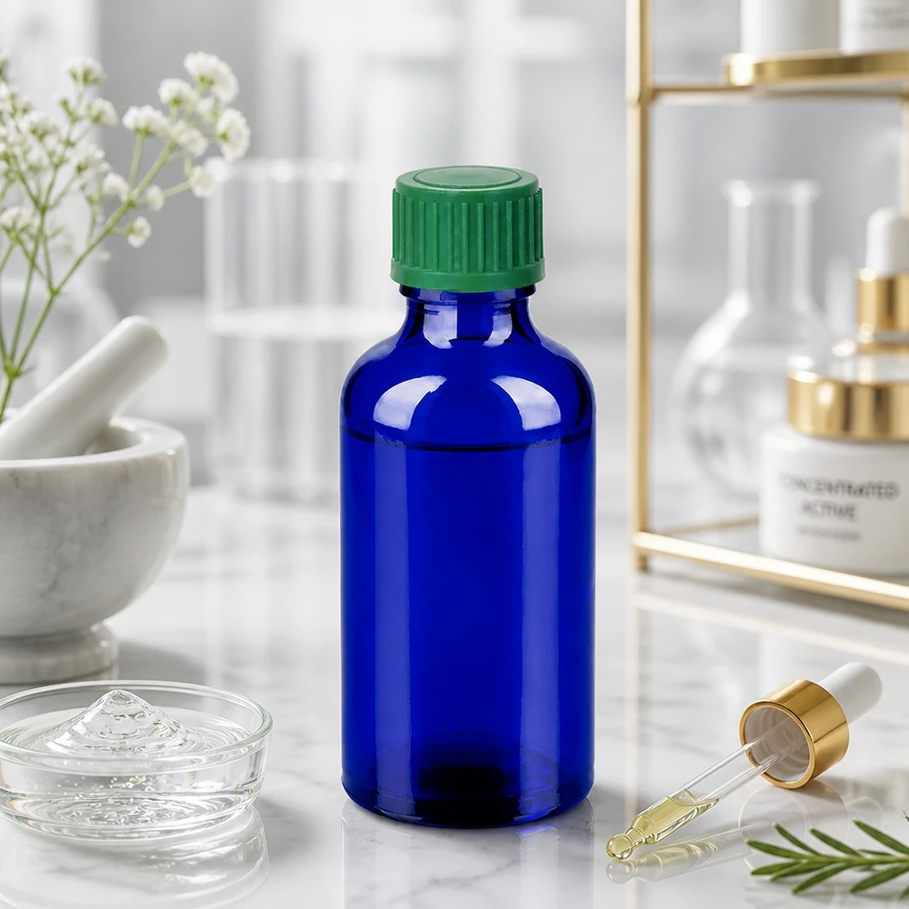 Kompakt 50 ml dråbeflaske med 0,8 mm åbning, ideel til laboratorier og farmaceutiske anvendelser