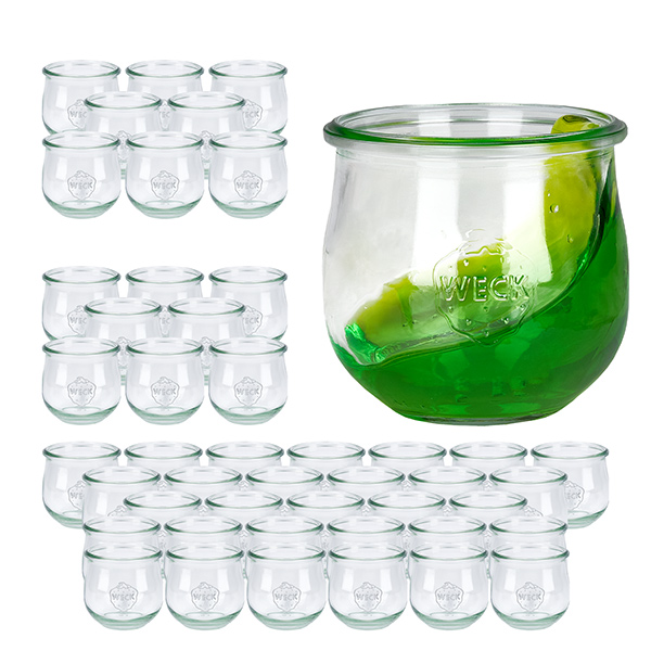 Sæt med 48 Weck-krukker 370 ml tulipankrukke Sæt med 48 Weck-krukker 370 ml tulipankrukke