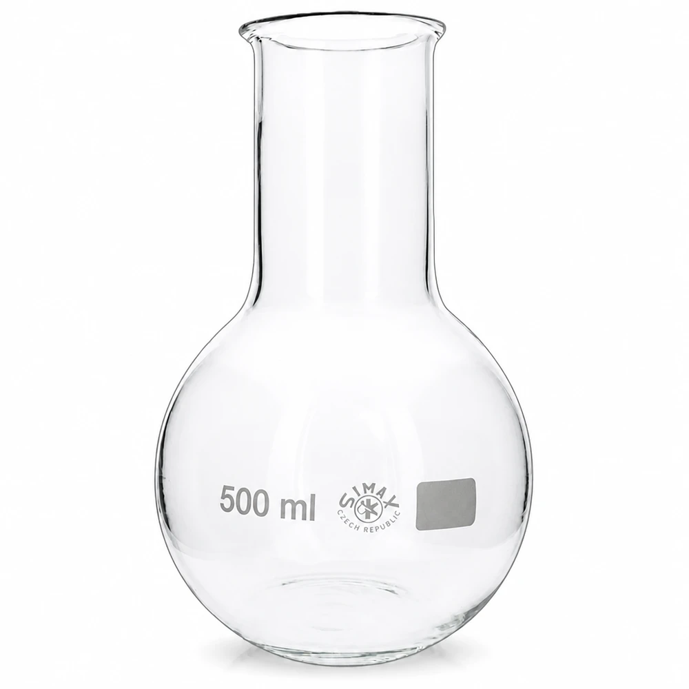 Lommelærke 500 ml med bred hals Bred mundingskolbe 500 ml med rund bund til kemiske eksperimenter i laboratoriet