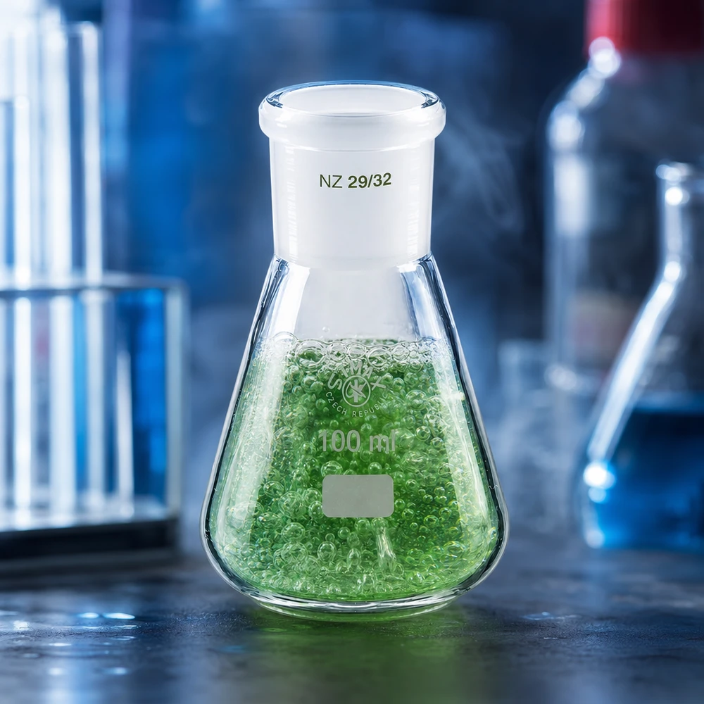 Erlenmeyer-kolbe 100 ml med standard slebet led (29/32) Erlenmeyer-kolbe 100 ml med standard slebet led (29/32)