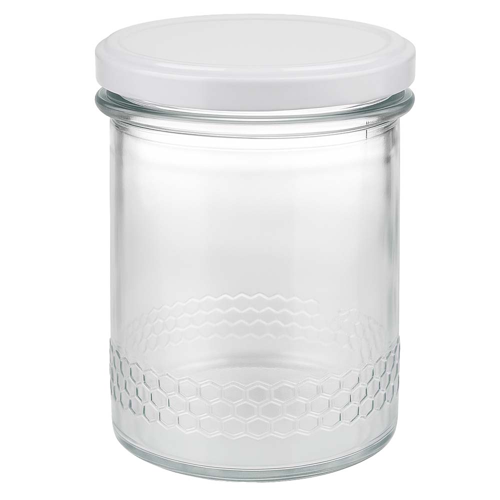 560 g honningglas med hvidt BasicSeal UNiTWIST-låg