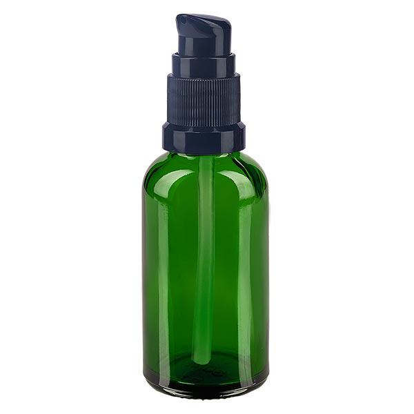 Apoteksflaske grøn 30ml pumpehætte sort St Apoteksflaske grøn 30ml pumpehætte sort St