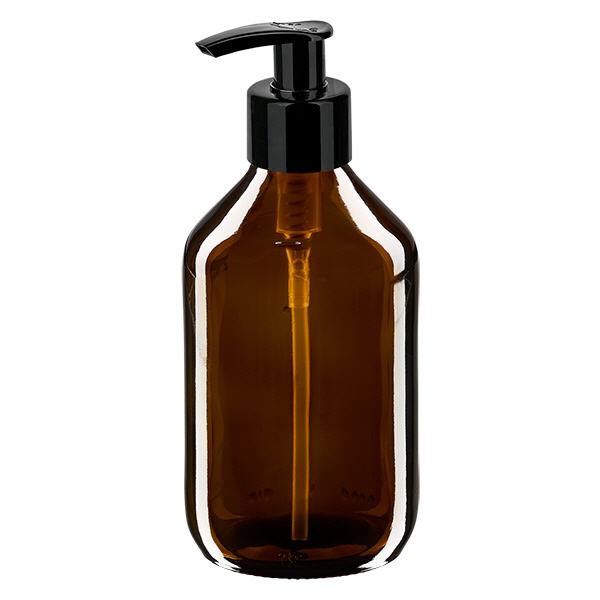 250 ml medicinflaske brun, med dispenserpumpe sort ApoGlas. Farmaceutisk kvalitet fra EU-produktion. 28 mm (PP28) gevind. (sirup, let glasflaske) 250 ml medicinflaske brun, med dispenserpumpe sort ApoGlas. Farmaceutisk kvalitet fra EU-produktion. 28 mm (PP28) gevind. (sirup, let glasflaske)